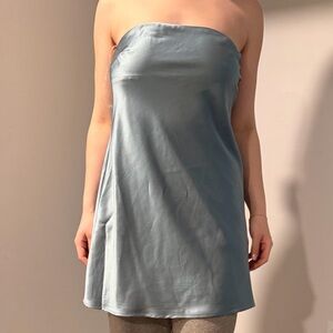 Target Strapless Satin-Look Dress Top in Dusty Blue